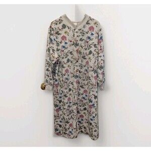 Vintage Blair Women's XL Petite White With Floral Print House Robe (T2-7)